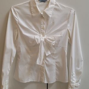 Prada white cotton shirt with bow detailing